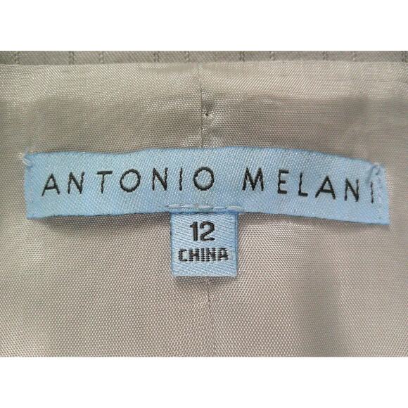 Antonio Melani Womens Light Gray Lined Pinstripe Cropped Jacket Coat Size 12 - Picture 5 of 7